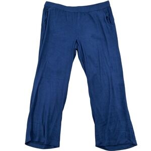 Candace Cameron Bure Wms Lounge Pants LP Blue Wide Leg Elastic Waist Casual Cozy